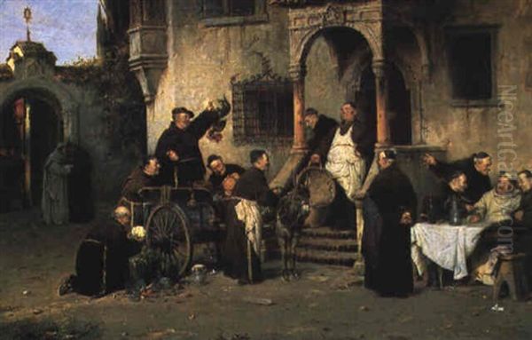 Friars At Work Oil Painting by Adolf Humborg