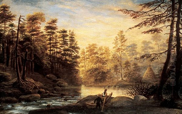 Sunset On The Upper Black River Oil Painting by Joseph Julius Humme