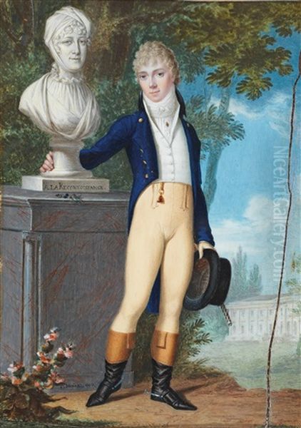 A Portrait Of A Young Gentlemen In A Riding Costume Oil Painting by Carl Hummel