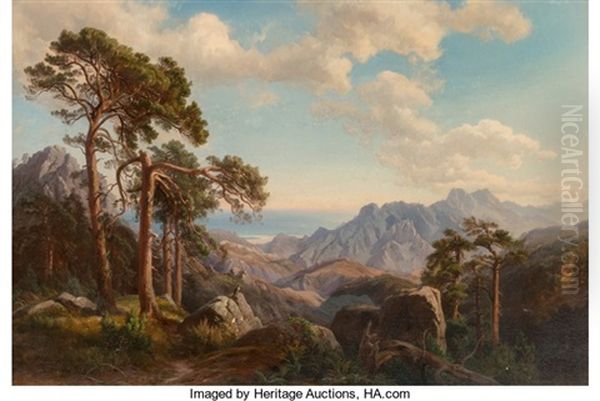 Mountainous Landscape Oil Painting by Carl Maria Nicolaus Hummel