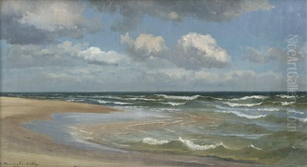 Blick Uber Den Strand Von Misdroy (insel Wollin) Auf Die Ostsee Oil Painting by Carl Maria Nicolaus Hummel