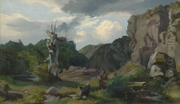 Felsige Bachlandschaft Oil Painting by Carl Maria Nicolaus Hummel