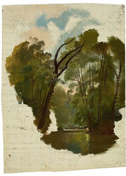 Study From The Park An Der Ilm, Weimar Oil Painting by Carl Maria Nicolaus Hummel