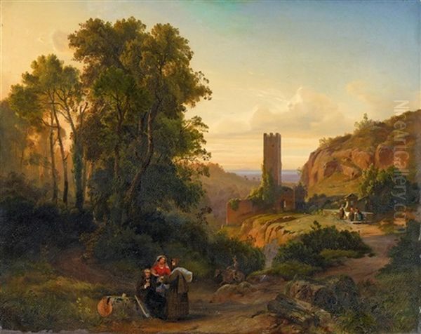 Italienische Landschaft Oil Painting by Carl Maria Nicolaus Hummel