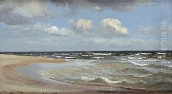 Blick Uber Den Strand Von Misdroy (insel Wollin) Auf Die Ostsee Oil Painting by Carl Maria Nicolaus Hummel