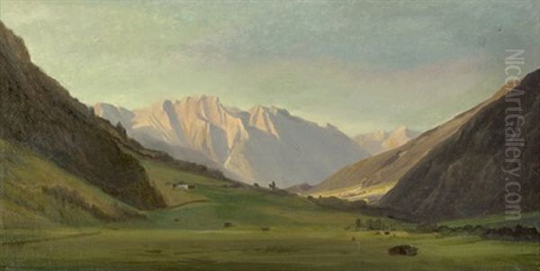 Blick Auf Den Grosen Bettelwurf Bei Hall In Tirol Oil Painting by Carl Maria Nicolaus Hummel