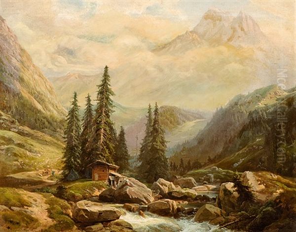 Majestatische Gebirgslandschaft Oil Painting by Carl Maria Nicolaus Hummel