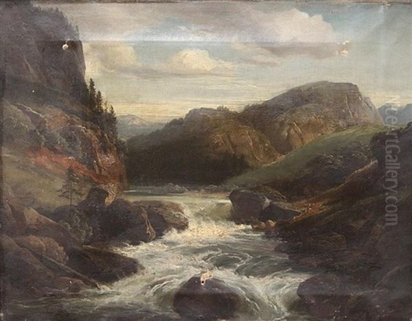 The Rapids Oil Painting by Carl Maria Nicolaus Hummel