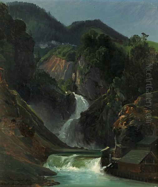 Wasserfall Von Lund Oil Painting by Carl Maria Nicolaus Hummel