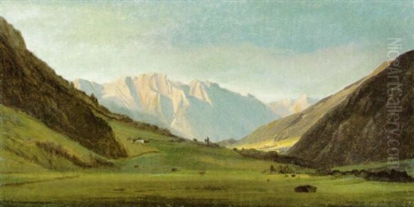 Blick Auf Den Bettelwurf Bei Hall In Tirol Oil Painting by Carl Maria Nicolaus Hummel