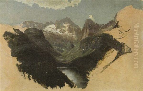 Alpine Hochgebirgslandschaft Mit Einem See Oil Painting by Carl Maria Nicolaus Hummel