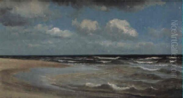 Blick Uber Den Strand Von Misdroy (insel Wollin) Auf Die Ostsee Oil Painting by Carl Maria Nicolaus Hummel