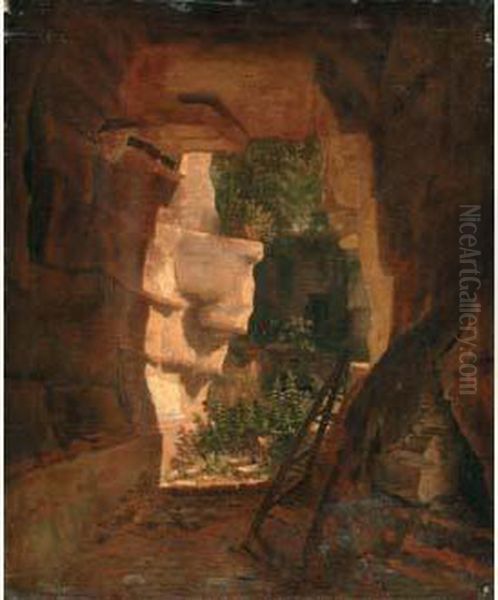 La Herse Dans La Grotte Oil Painting by Prosper Francois Barrigues De Fontainieu