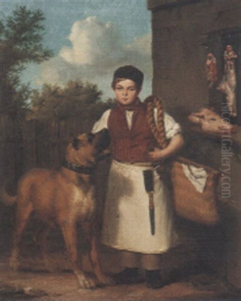 Metzgerbub Mit Dogge Oil Painting by Eugen Hummel