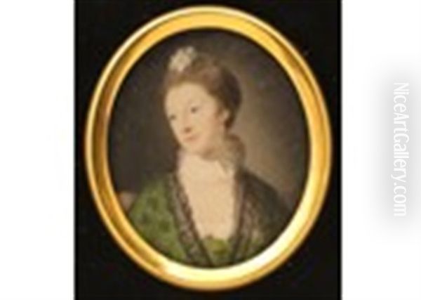 Portrait Miniature Of Lady Louisa Lennox, Eldest Daughter Of William Henry 4th Marquis Of Lothian And Wife Of Lord George Lennox, 2nd Son Of Charles 2nd Duke Of Richmond Oil Painting by Ozias Humphry