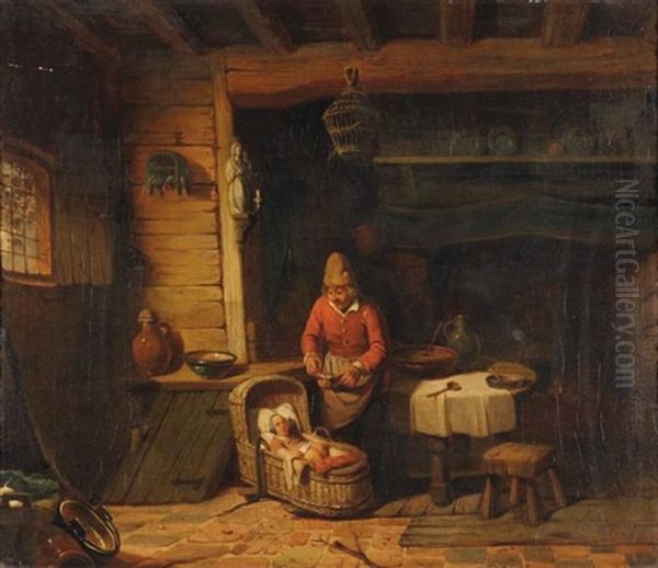 Le Gouter Oil Painting by Pierre Paul Alouis Hunin