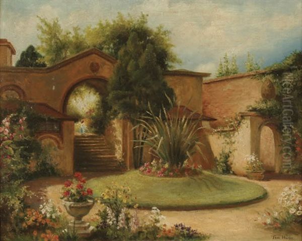 Garden At St. Albans Oil Painting by Thomas Henry Hunn