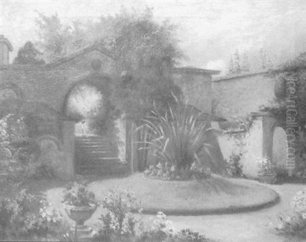 Garden At St. Albans Oil Painting by Thomas Henry Hunn