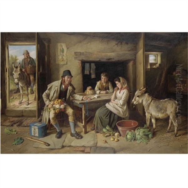 A Gift For The Lady Oil Painting by Charles Hunt the Younger