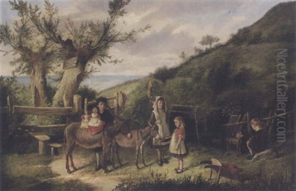 Playtime Oil Painting by Charles Hunt the Younger