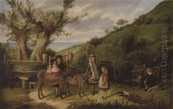 Playtime Oil Painting by Charles Hunt the Younger