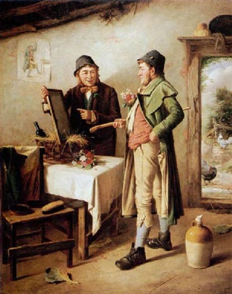 The Reflection Oil Painting by Charles Hunt the Younger