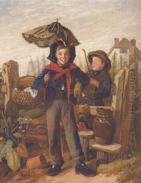 At The Stile Oil Painting by Charles Hunt the Younger