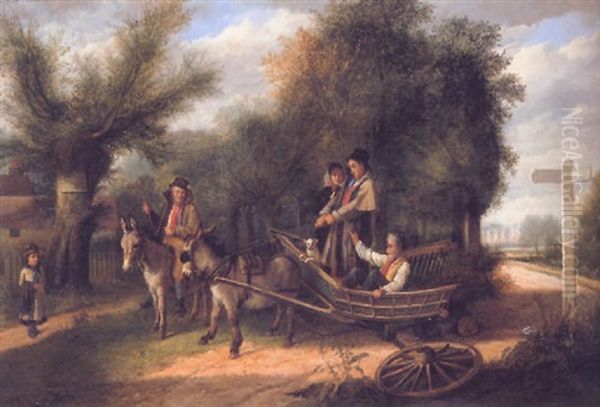 A Mishap At The Crossroads Oil Painting by Charles Hunt the Younger