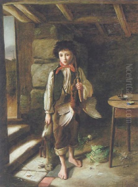 The Young Poacher Oil Painting by Charles Hunt the Younger