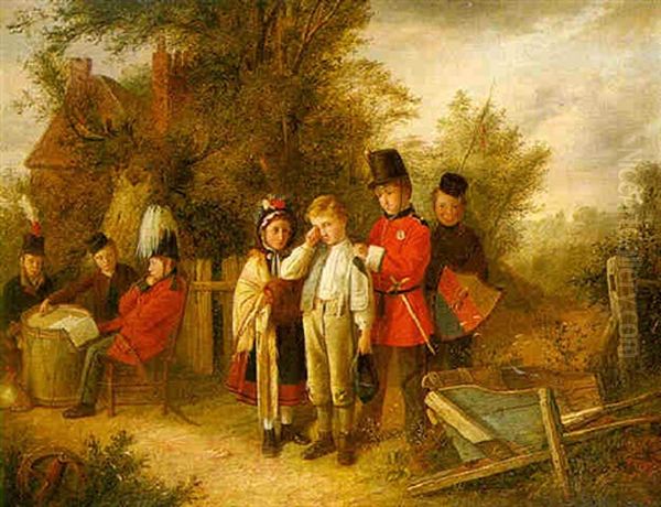 A Drumhead Court Martial Oil Painting by Charles Hunt the Younger