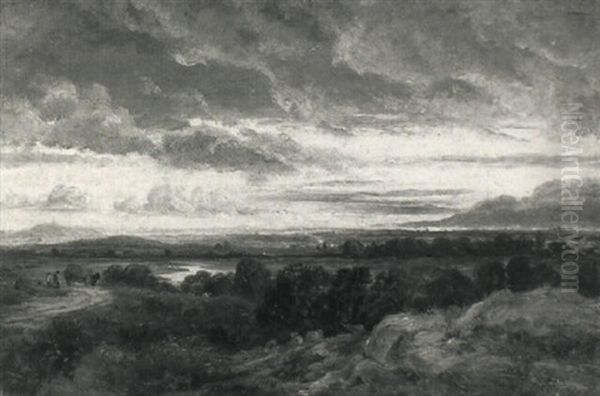 Hampstead Heath, Sunset Oil Painting by Alfred William Hunt