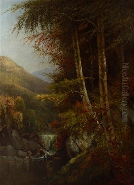 Mountain River Landscape (adirondacks?) Oil Painting by Charles Day Hunt