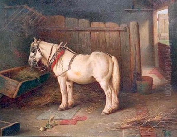 Workhorse In A Stable Oil Painting by Claude Hunt