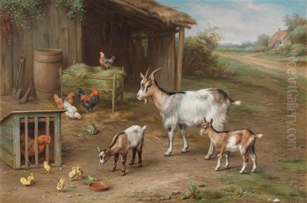 Farmyard Gathering Oil Painting by Edgar Hunt