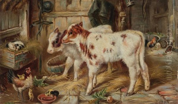 Farmyard Scene Oil Painting by Edgar Hunt