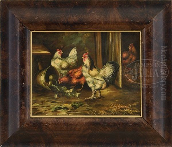 Chickens In The Barn Oil Painting by Edgar Hunt