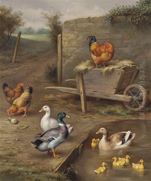 Fowl Friends Oil Painting by Edgar Hunt