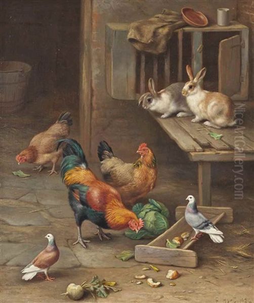 In The Farmyard Oil Painting by Edgar Hunt