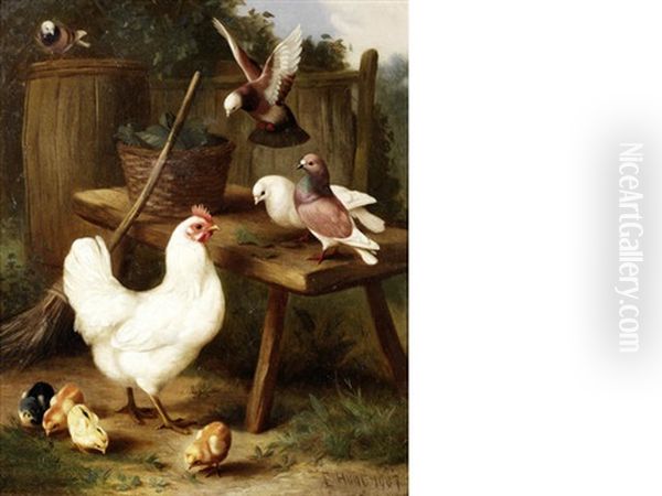 Feathered Friends Oil Painting by Edgar Hunt