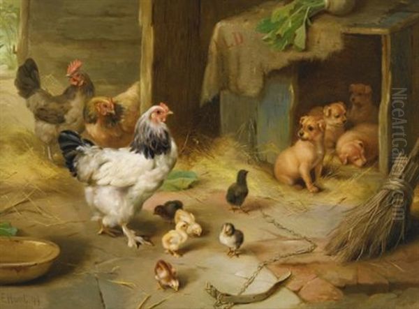 Farmyard Offspring (pair) Oil Painting by Edgar Hunt