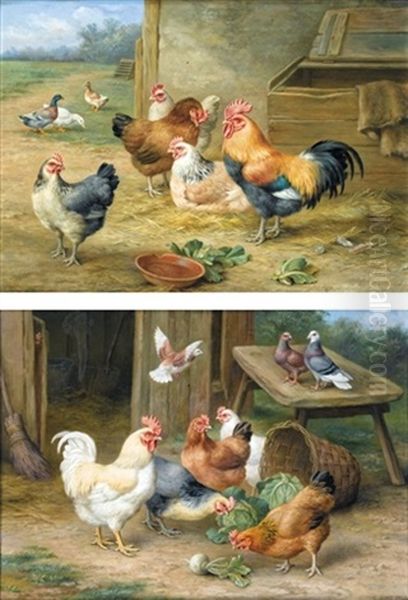 King Of The Roost (+ Fresh From The Garden; Pair) Oil Painting by Edgar Hunt