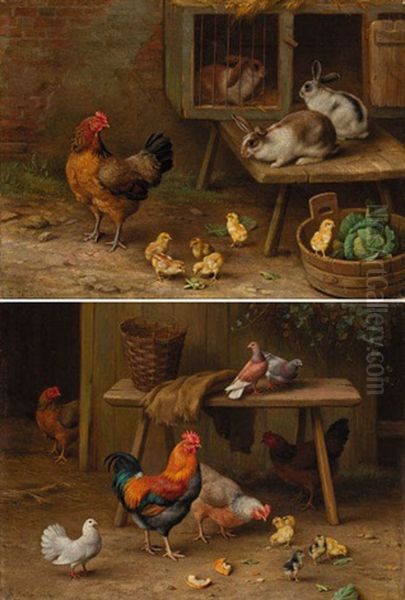 Maternal Care (+ Wayside Bread; Pair) Oil Painting by Edgar Hunt