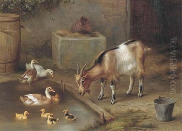 The Duck Pond (+ Chickens In A Yard; Pair) by Edgar Hunt