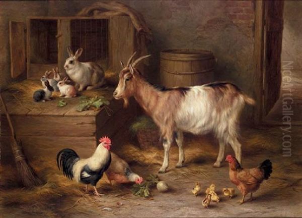 Visiting The New Arrivals Oil Painting by Edgar Hunt