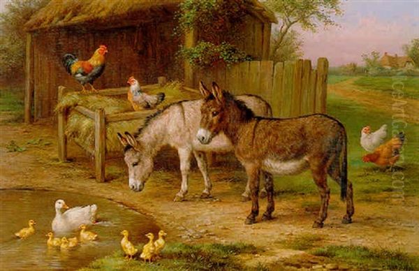 Our Rustic Friends Oil Painting by Edgar Hunt