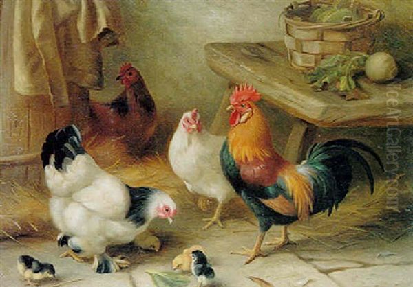 Poultry Oil Painting by Edgar Hunt