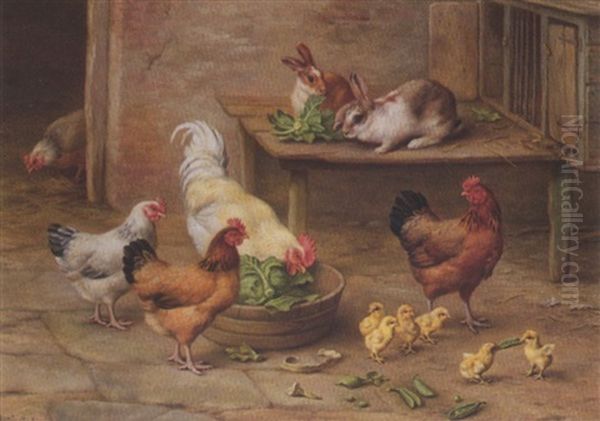 Mealtime Oil Painting by Edgar Hunt