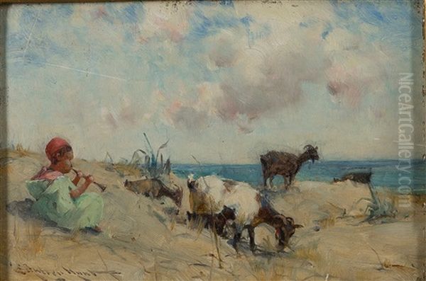 The Goatherd Oil Painting by Edmund Aubrey Hunt