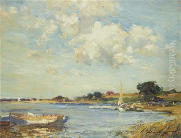 River Scene Oil Painting by Edmund Aubrey Hunt