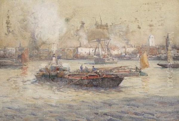 Limehouse Reach Oil Painting by Edmund Aubrey Hunt